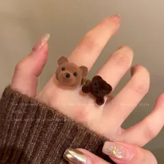 Charming Brown Bear Open Ring Women's Popular Stackable Finger Ring Unique Autumn Winter Index Ring Zinc Alloy Country Style 3