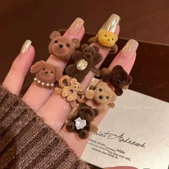 Charming Brown Bear Open Ring Women's Popular Stackable Finger Ring Unique Autumn Winter Index Ring Zinc Alloy Country Style 5