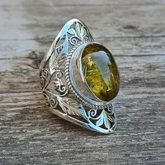 Classic Two-tone Alloy Ring With Precious Gemstone Engraving Unisex Vintage Style Geometric Pattern Design Trendy Ring