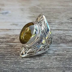 Classic Two-tone Alloy Ring With Precious Gemstone Engraving Unisex Vintage Style Geometric Pattern Design Trendy Ring 2
