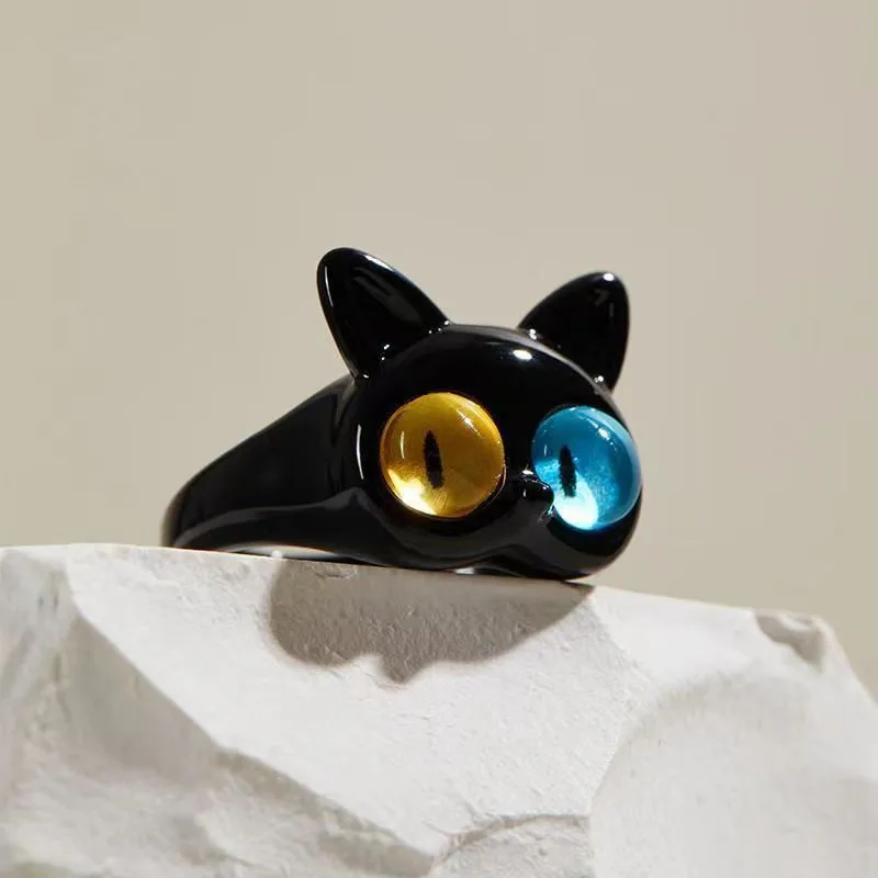 For Women Alloy Animal Zodiac Ring Featuring Inlay Cat's Eye Stone, IG Style, 1 Piece 5