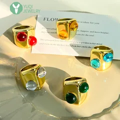 Color Block Gold Resin Ring For Women Featuring Two Tone Craftsmanship