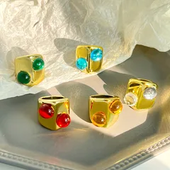 Color Block Gold Resin Ring For Women Featuring Two Tone Craftsmanship 3