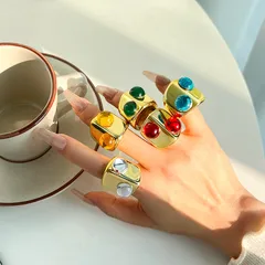 Color Block Gold Resin Ring For Women Featuring Two Tone Craftsmanship 4
