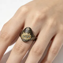 Color Block Retro Rings For Women In Dyed Black Alloy With Diamond Inlay Featuring Electroplated Craftsmanship 3