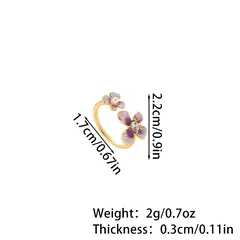 Colorful 18K Gold Plated White K Copper Alloy Oil Drop Zircon Flower Open Ring For Women Universal Electroplating 5