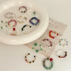Colorful Crystal Beaded Ring Ins Niche Design High-grade Finger Ring Light Luxury Temperament All-Match Ring Accessories 2