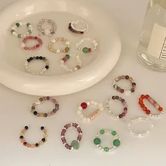 Colorful Crystal Beaded Ring Ins Niche Design High-grade Finger Ring Light Luxury Temperament All-Match Ring Accessories 4