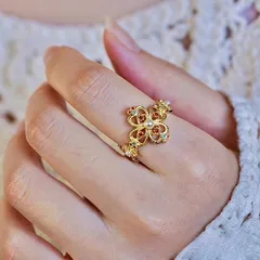 Colorful Gourd-shaped Ring For Women, Vintage Palace Style, Stackable Index Finger Ring, Alloy Material, Chocolate Pink And Brown 2