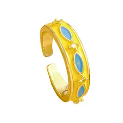Colorful Heart Shaped Adjustable Open Ring  Style Luxury Non-Fading Copper Plated With Real Gold For Women Butterfly Knot 5