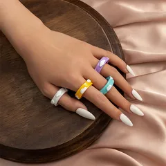 Colorful Resin Ring Women's Cloud Shape Fashion Ring Geometric Pattern Multi-Color Ethnic Style Wedding Birthday Party Holiday