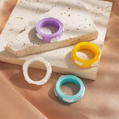 Colorful Resin Ring Women's Cloud Shape Fashion Ring Geometric Pattern Multi-Color Ethnic Style Wedding Birthday Party Holiday 2
