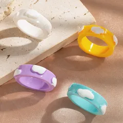 Colorful Resin Ring Women's Cloud Shape Fashion Ring Geometric Pattern Multi-Color Ethnic Style Wedding Birthday Party Holiday 3