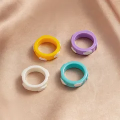 Colorful Resin Ring Women's Cloud Shape Fashion Ring Geometric Pattern Multi-Color Ethnic Style Wedding Birthday Party Holiday 4