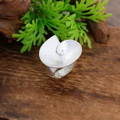 Conch Ring For Women In Simple Style With White Enamel Finish, Made Of Zinc Alloy