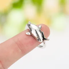 Shark Halloween Couple Ring Copper Plated 0.08µm Antique Gold Silver Colors 1 Piece 3