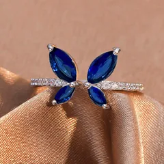 Copper Inlaid Zircon Butterfly Ring Female Inlaid Horse Eye Zircon Fashion Multi-layer Hollow Design High-grade Ring 2