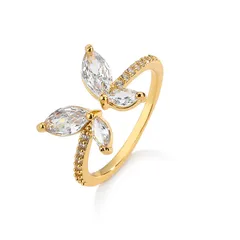 Copper Inlaid Zircon Butterfly Ring Female Inlaid Horse Eye Zircon Fashion Multi-layer Hollow Design High-grade Ring 4