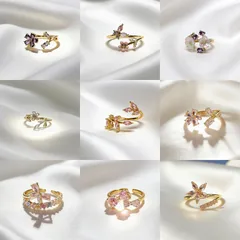 Copper Open Ring For Women With Zircon Inlay Featuring Flowers Design In New Style, Perfect For Summer