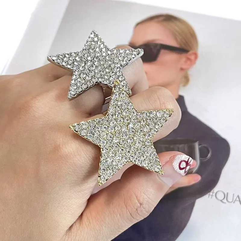 Pentagram Copper Ring For Women With Zircon Inlay In Silver, Perfect For Spring 5