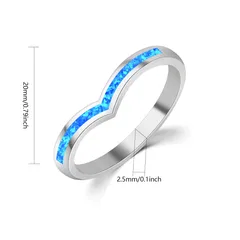 Waves Copper Wave Ring With October Birthstone Opal Inlay In Blue, Sweet Style, Unisex 2