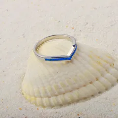 Waves Copper Wave Ring With October Birthstone Opal Inlay In Blue, Sweet Style, Unisex 3