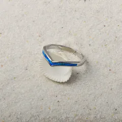 Waves Copper Wave Ring With October Birthstone Opal Inlay In Blue, Sweet Style, Unisex 4