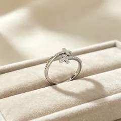 Couple Cross Open Rings For Him And Her In Silver Copper With Real Gold Plated Electroplated Finish 2