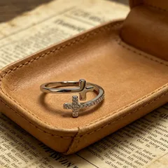 Couple Cross Open Rings For Him And Her In Silver Copper With Real Gold Plated Electroplated Finish 4
