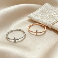 Couple Cross Rings In Copper With Real Gold Plated Finish Featuring Rhinestones, Available In Gold