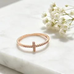 Couple Cross Rings In Copper With Real Gold Plated Finish Featuring Rhinestones, Available In Gold 4