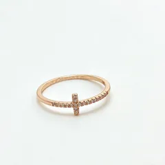 Couple Cross Rings In Copper With Real Gold Plated Finish Featuring Rhinestones, Available In Gold 5