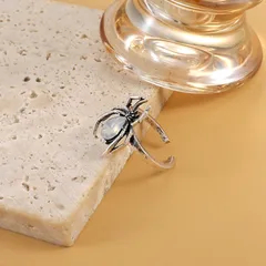 Halloween Spider Rings For Couples In Alloy With Electroplated Design Featuring Artificial Gemstone Inlay 3