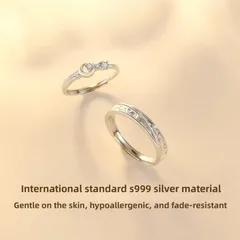 Interstellar For Couple Luxurious Rings In S999 Silver, 1 Pair, Featuring Elegant Silver Design 3