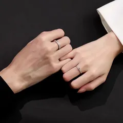 Interstellar For Couple Luxurious Rings In S999 Silver, 1 Pair, Featuring Elegant Silver Design 4