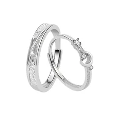 Interstellar For Couple Luxurious Rings In S999 Silver, 1 Pair, Featuring Elegant Silver Design 5