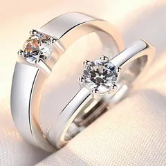 Couple Ring A Pair Of Men And Women Simple Fashion Temperament Korean Crown Zircon Ring Open Wedding Simulation Diamond Ring 2