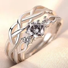Couple Ring A Pair Of Men And Women Simple Fashion Temperament Korean Crown Zircon Ring Open Wedding Simulation Diamond Ring 4