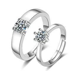 Couple Ring A Pair Of Men And Women Simple Fashion Temperament Korean Crown Zircon Ring Open Wedding Simulation Diamond Ring 5