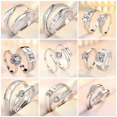 Couple Ring Men's And Women's Open Ring Simulation Diamond Net Red Jewelry Supply Factory Direct Sales Ring Wholesale