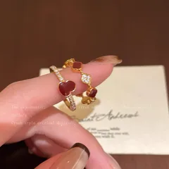 Couple Rings For Flowers Featuring Alloy Material With 10K Real Gold Plated Coating Thickness 0.03µm And Zircon Inlay 4