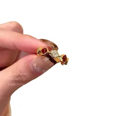 Couple Rings For Flowers Featuring Alloy Material With 10K Real Gold Plated Coating Thickness 0.03µm And Zircon Inlay 5