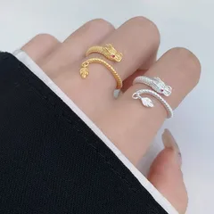 Couple Rings For Animal Lovers Featuring Alloy Material With 10K Real Gold Plated Coating And Andalusite Inlay, 0.03µm Thickness
