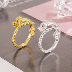 Couple Rings For Animal Lovers Featuring Alloy Material With 10K Real Gold Plated Coating And Andalusite Inlay, 0.03µm Thickness 4