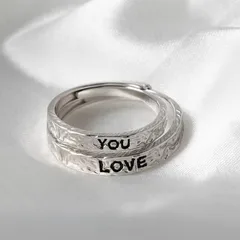 For Couple 1 Pair Silver Open Rings Featuring Waterproof Non Tarnish Platinum Plated Design, Ideal Friendship Rings