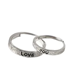 For Couple 1 Pair Silver Open Rings Featuring Waterproof Non Tarnish Platinum Plated Design, Ideal Friendship Rings 5