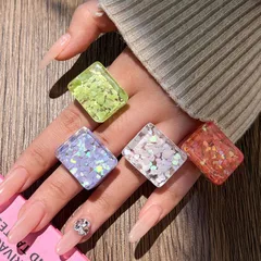 Creative Transparent Resin Heart Shaped Ring Fashionable Summer Trendy All-Match Women's Ring Resin Finger Ring Stylish Accessory 3