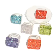 Creative Transparent Resin Heart Shaped Ring Fashionable Summer Trendy All-Match Women's Ring Resin Finger Ring Stylish Accessory 5