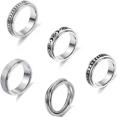 Explosions Sun, Moon And Stars Rotatable Chain Men's Titanium Steel Turn Ring Decompression Ring Tide Anxiety Decompression Ring 2