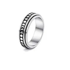 Explosions Sun, Moon And Stars Rotatable Chain Men's Titanium Steel Turn Ring Decompression Ring Tide Anxiety Decompression Ring 5